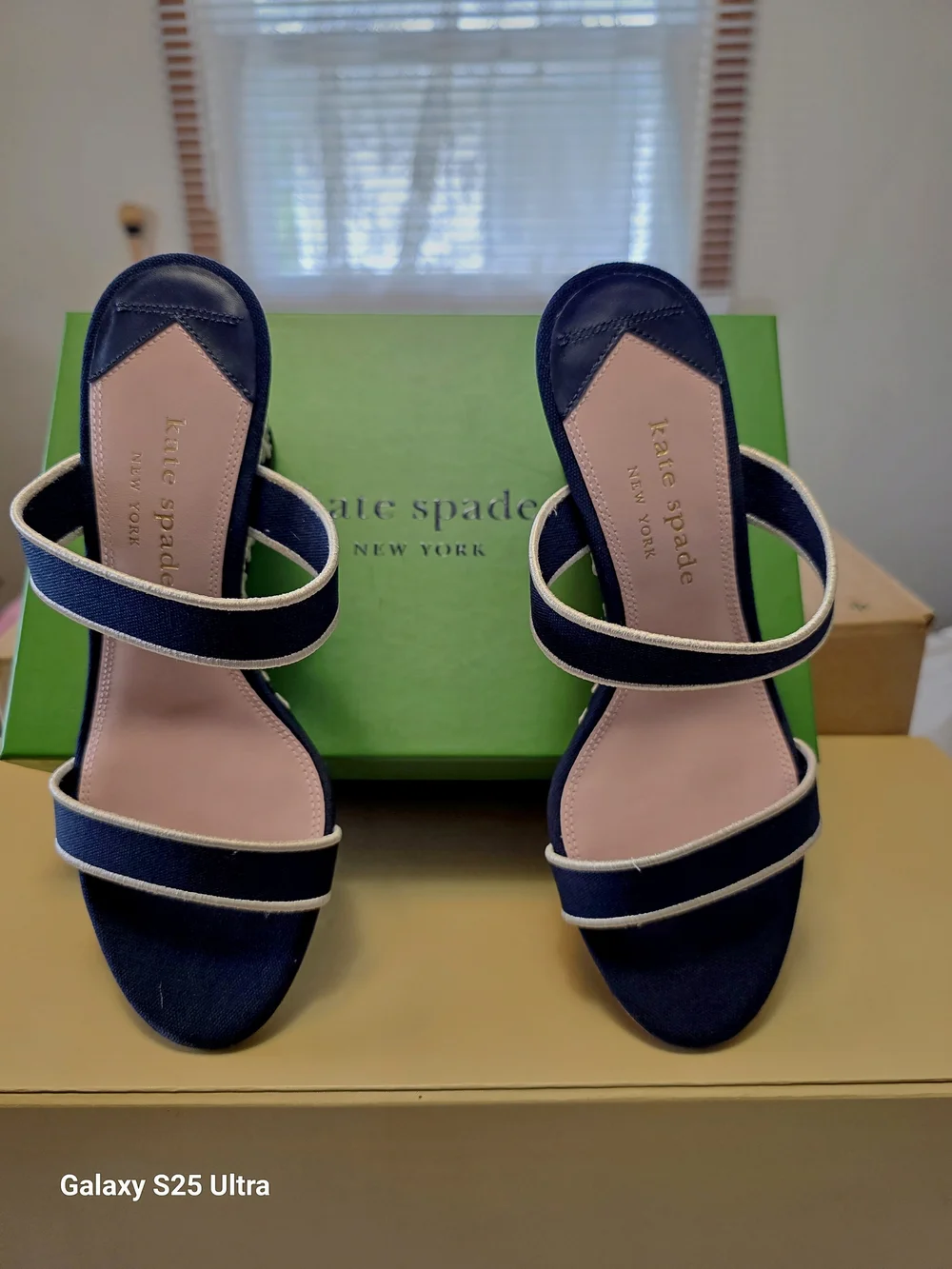 Kate Spade Santorini Wedges In Blazer Blue/Cream  Size 7B